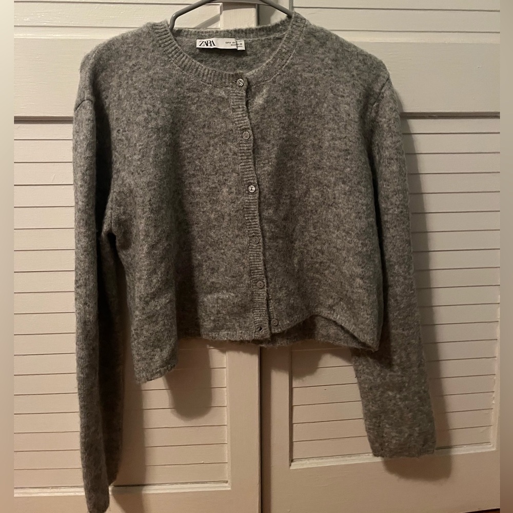 Zara Gray Cropped Cardigan